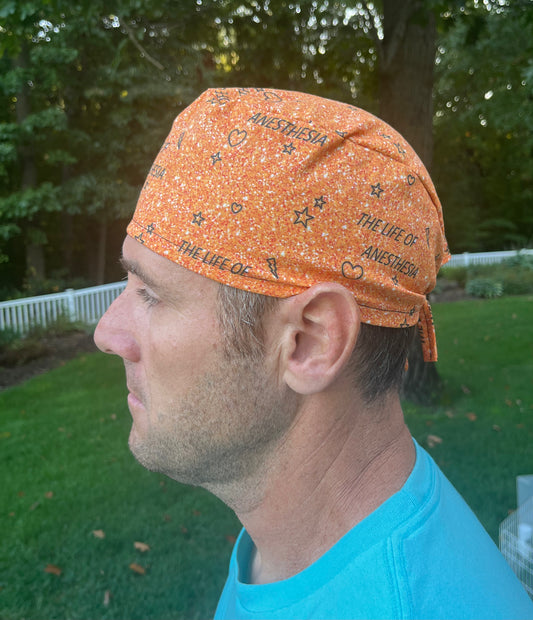 Taylor Swift life of ANESTHESIA orange glitter print skull scrub cap mens
