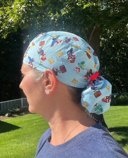 Super Mario ponytail scrub cap womens