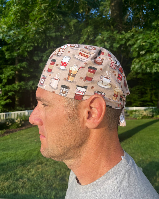 Coffee latte espresso skull scrub cap mens