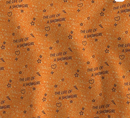 Taylor Swift life of a SHOWGIRL orange glitter print ponytail scrub cap womens
