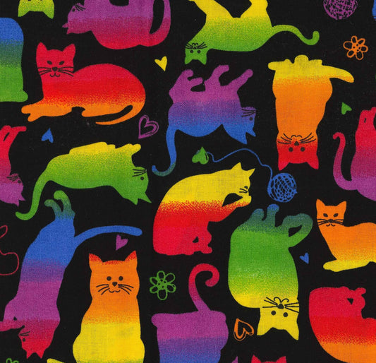 Rainbow cats ponytail scrub cap womens