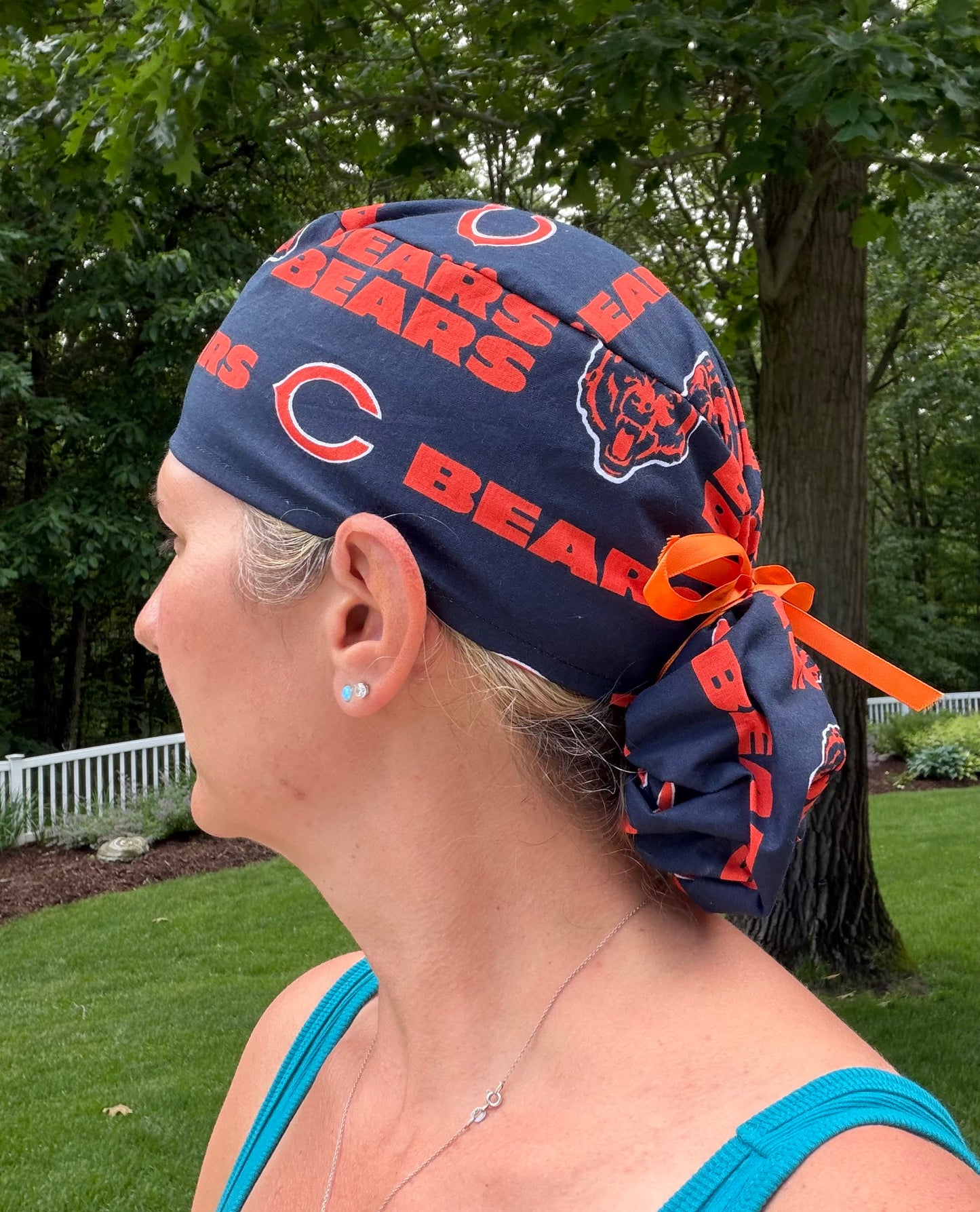 Chicago Bears football ponytail scrub cap womens