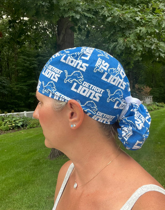 Detroit Lions football ponytail scrub cap womens