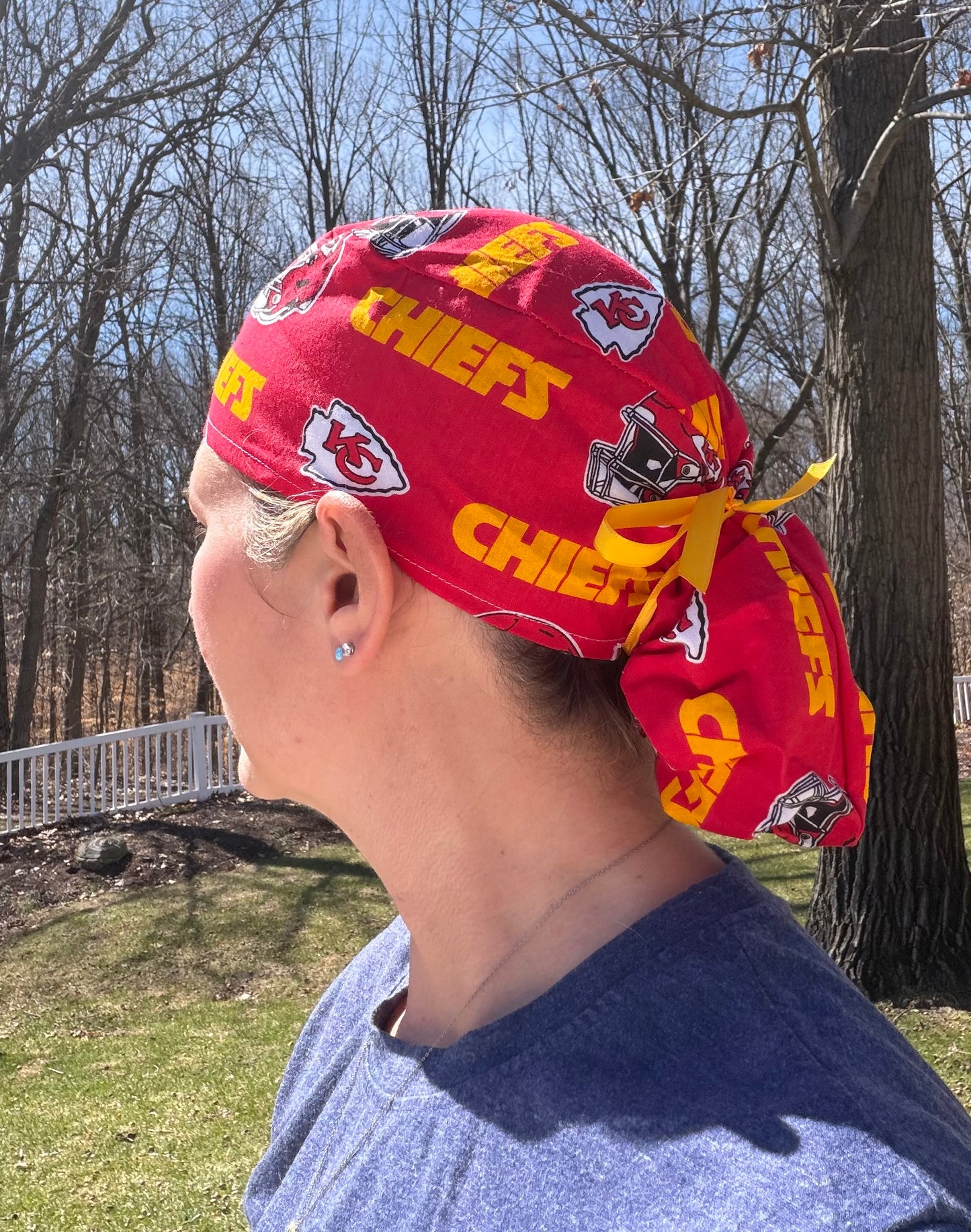 Kansas City CHIEFS ponytail scrub cap womens