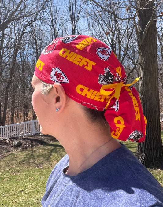 Kansas City CHIEFS ponytail scrub cap womens