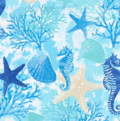 Sea life turquoise ponytail scrub cap womens