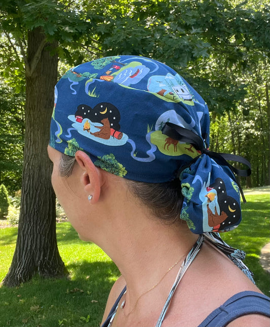 Camping outdoors ponytail scrub cap womens