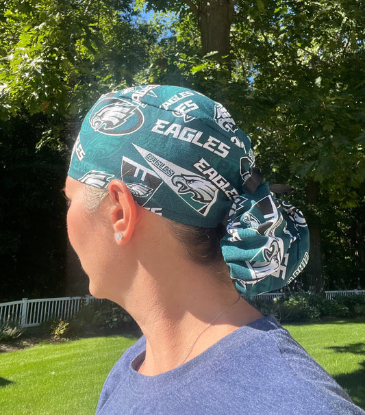 Philadelphia eagles football ponytail scrub cap womens