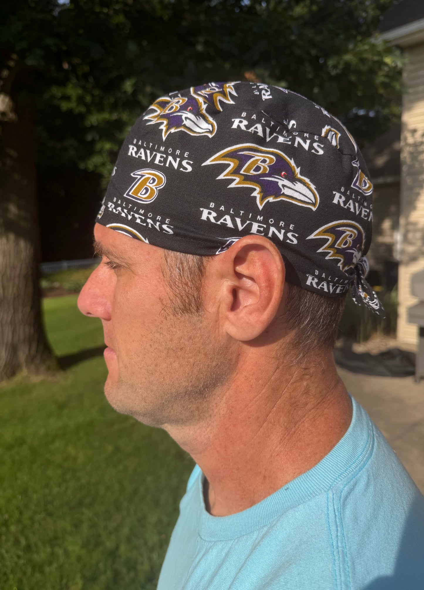 Baltimore RAVENS skull scrub cap mens