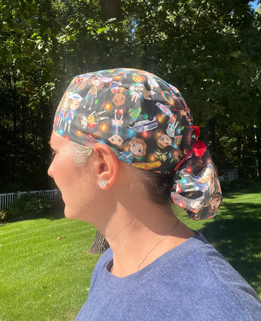 Stranger Things characters eleven ponytail scrub cap womens