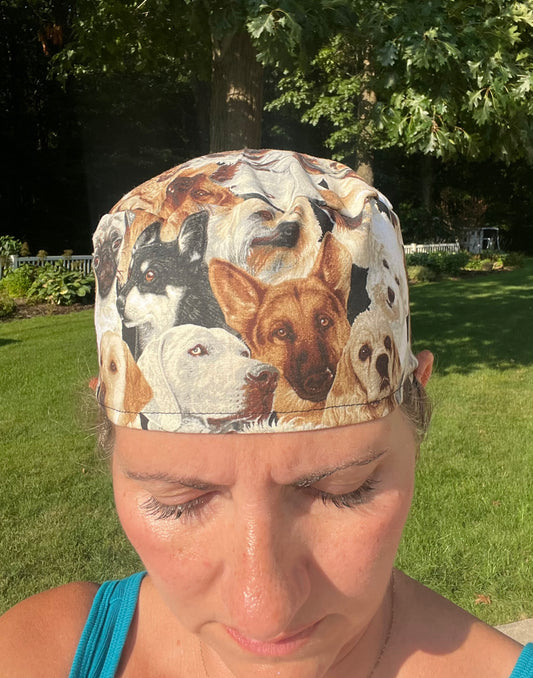 Dog breeds retriever pug yorkie vet ponytail scrub cap womens