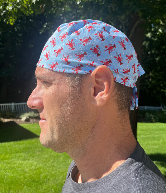 Lobsters blue skull scrub cap mens