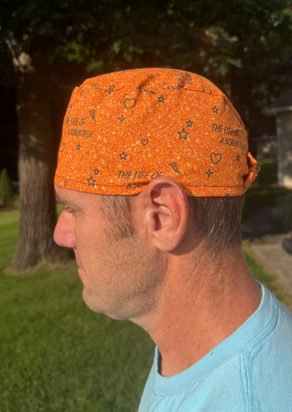 Taylor Swift life of a SCRUB TECH orange glitter print skull scrub cap mens