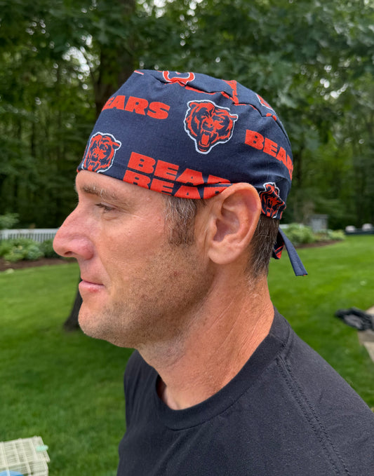 Chicago Bears football skull scrub cap mens