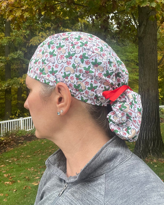 Tits the season Christmas breast plastic surgeon ponytail scrub cap womens