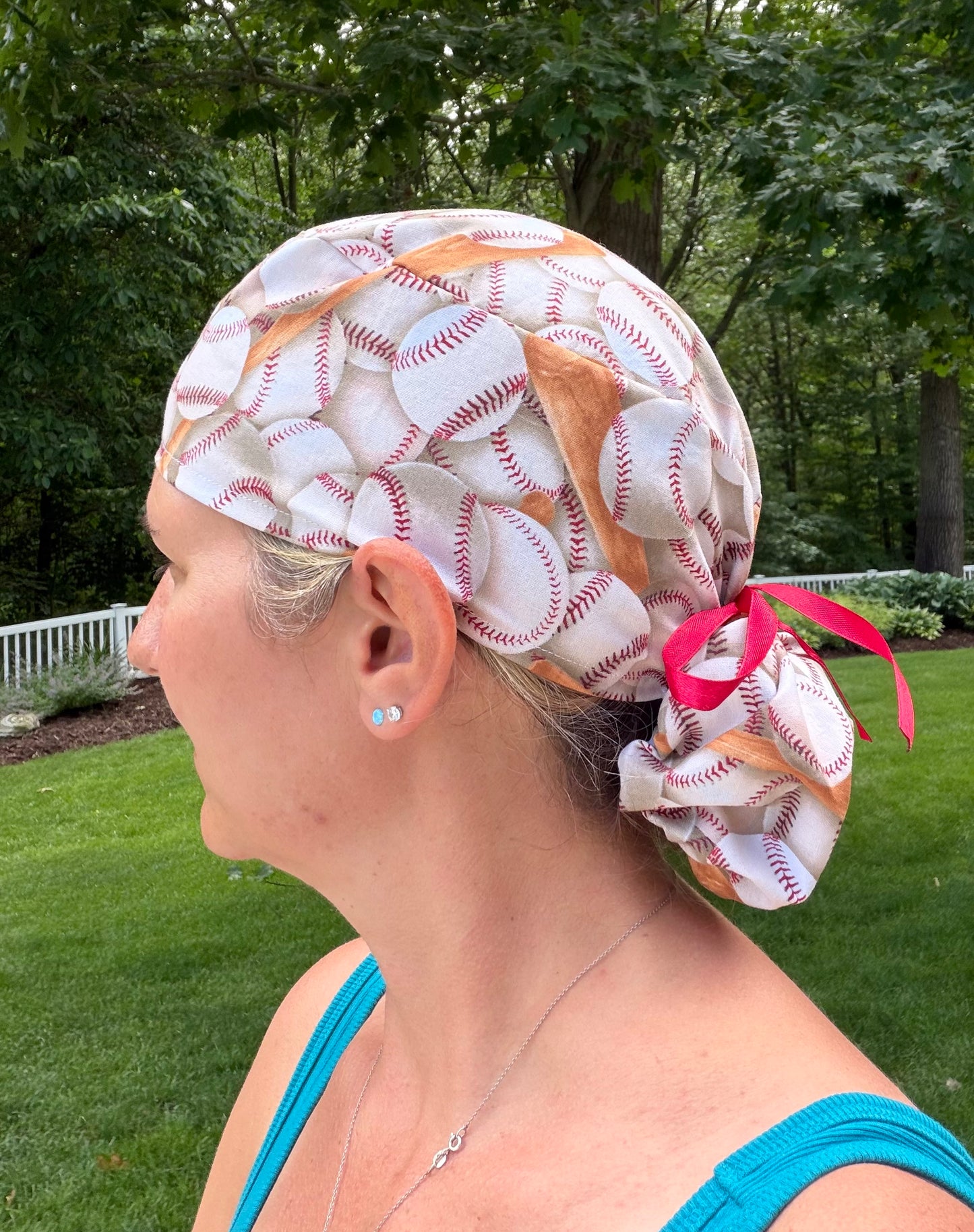Baseball bats ponytail scrub cap womens