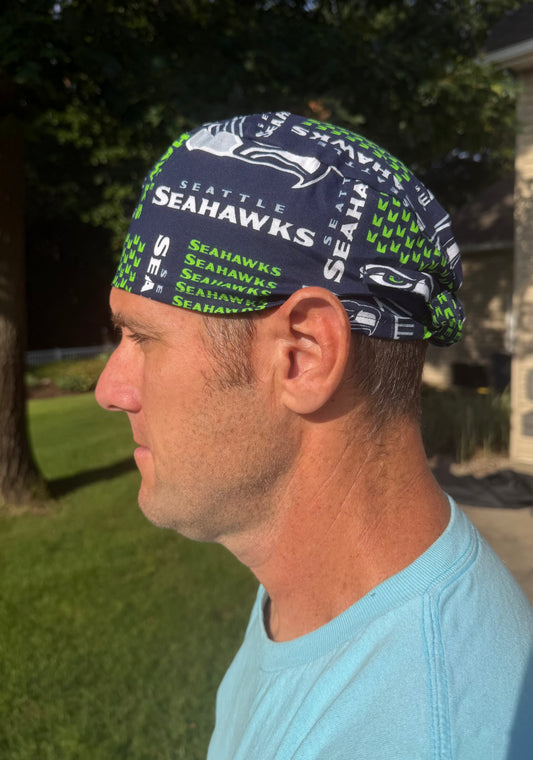 Seattle SEAHAWKS sea hawks skull scrub cap mens