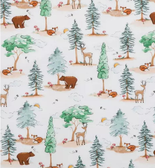 Woodland critters deer trees ponytail scrub cap womens
