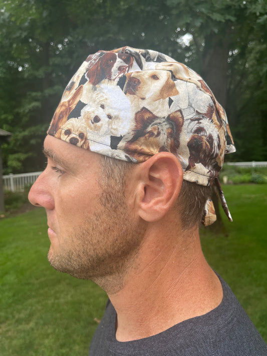 Dog breeds retriever pug yorkie vet skull scrub cap mens