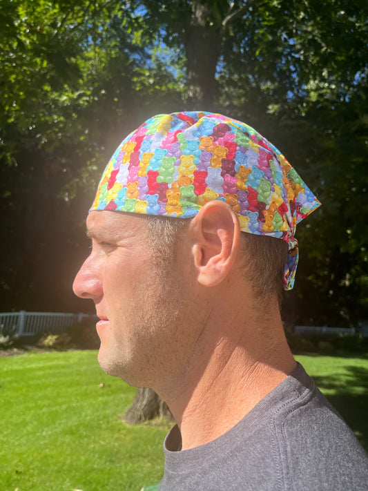 Gummy bears skull scrub cap mens
