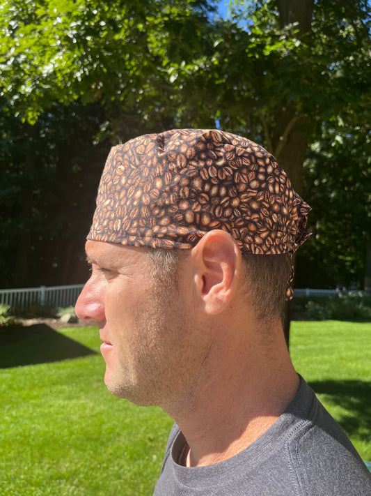 Coffee beans skull scrub cap mens