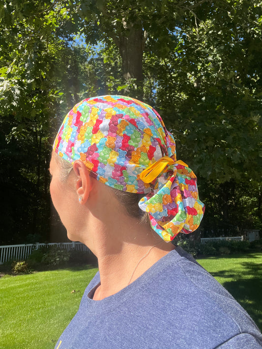 Gummy bears ponytail scrub cap womens