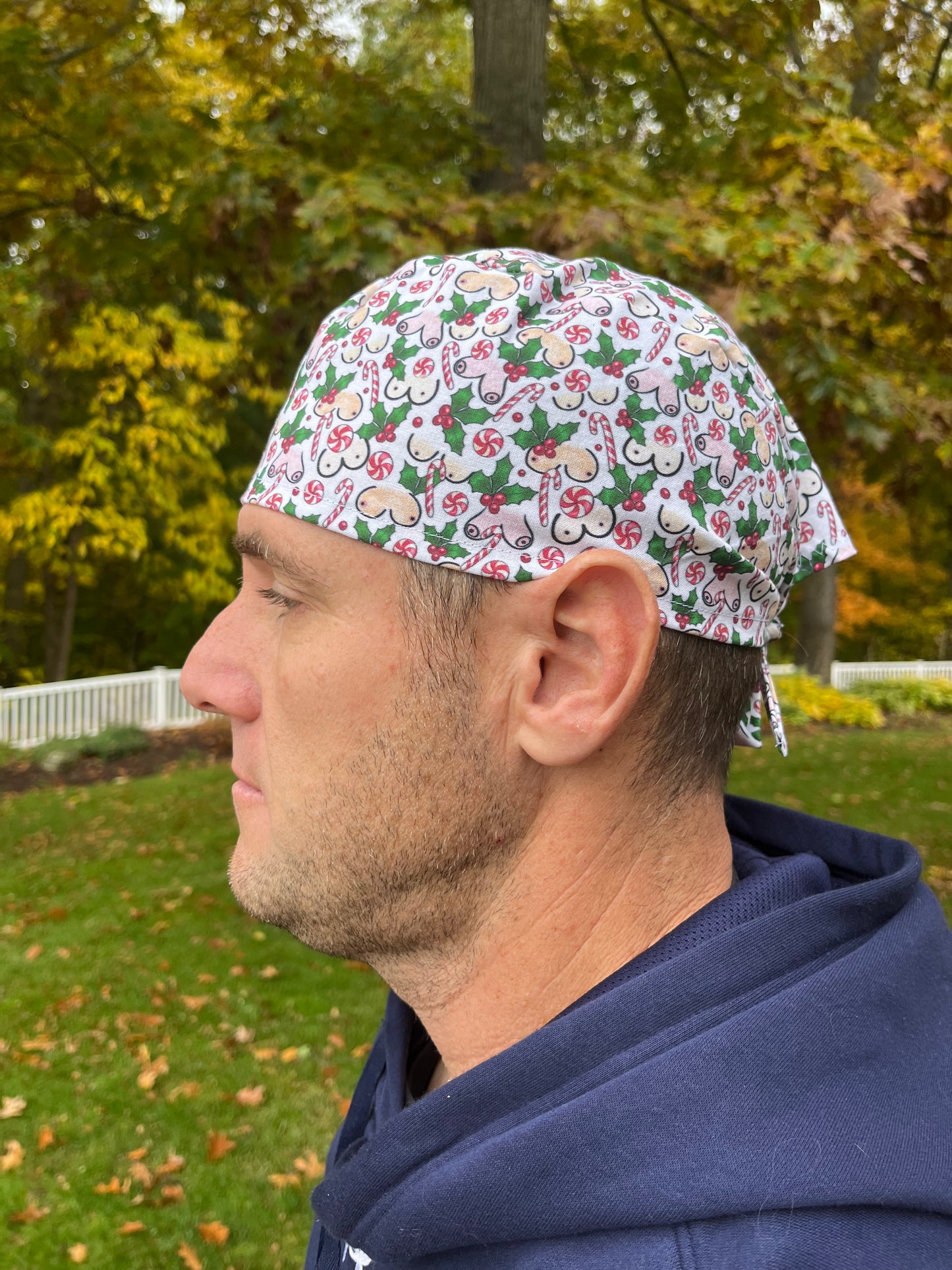 Tits the season Christmas breast plastic surgeon skull scrub cap mens