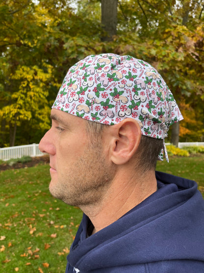 Tits the season Christmas breast plastic surgeon skull scrub cap mens
