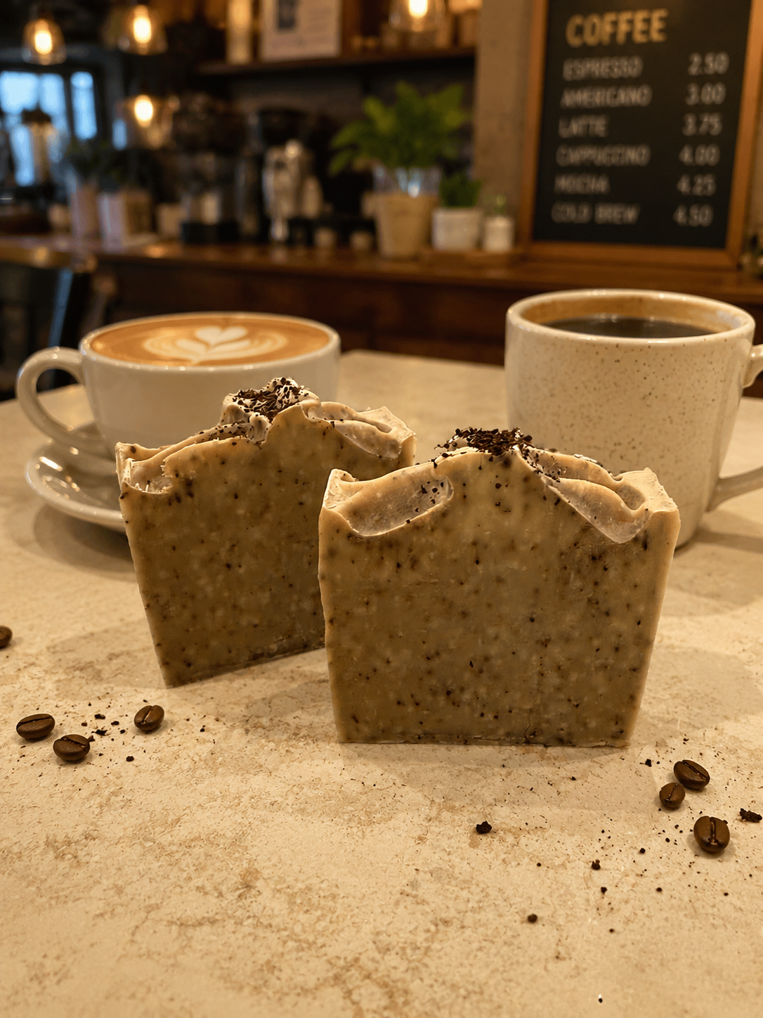 COFFEE HOUSE exfoliating handmade artisan shea butter moisturizing soap bar