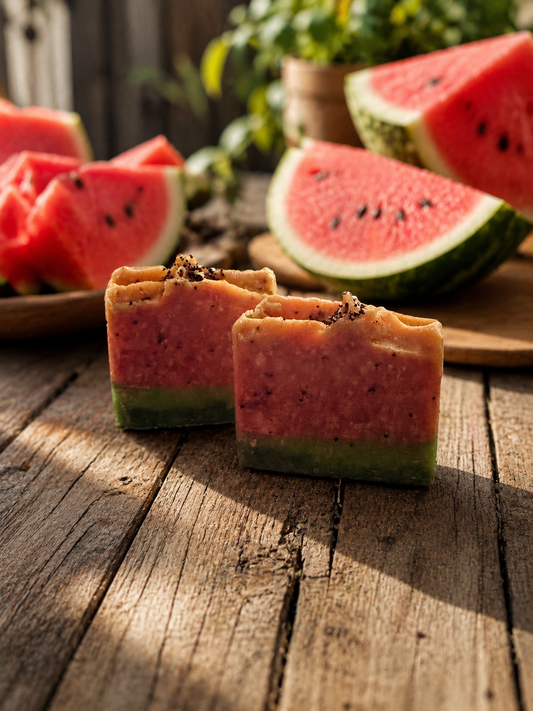 WATERMELON MANIA exfoliating handmade artisan shea butter moisturizing soap bar