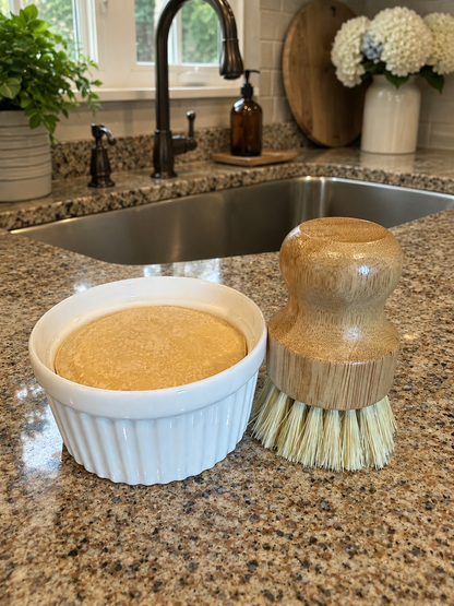DISH SOAP ramekin brush kit handmade natural artisan solid soap bamboo