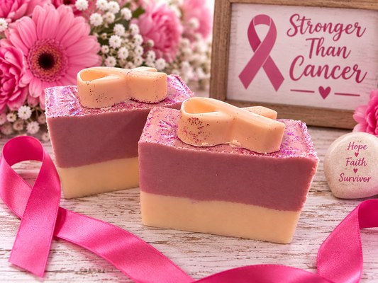 HOPE & STRENGTH breast cancer awareness handmade artisan goat milk moisturizing soap bar