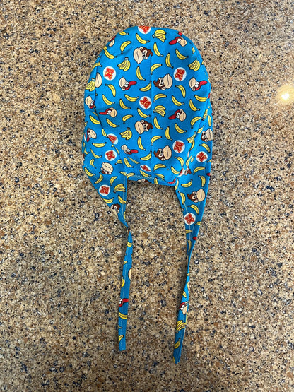 Donkey Kong banana blue skull scrub cap mens