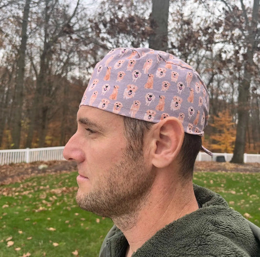 Golden Retriever dog retriever skull scrub cap mens