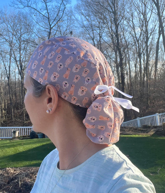 Golden retriever retrievers dog ponytail scrub cap womens