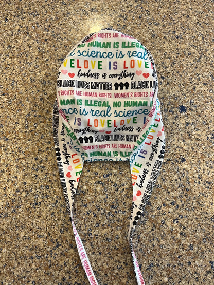 SCIENCE is REAL no human illegal blm love is love rights skull scrub cap mens