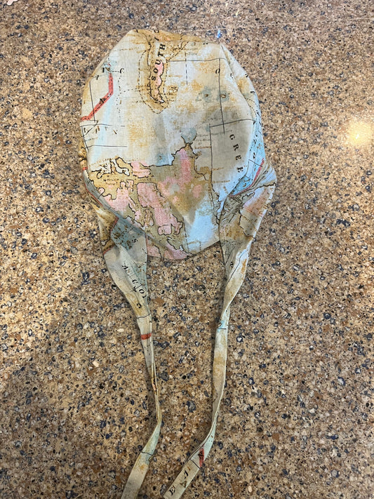 Map world antique maps skull scrub cap mens