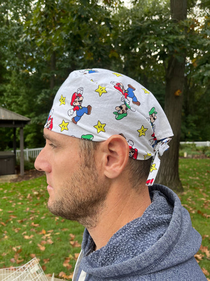 Mario and Luigi brothers skull scrub cap mens