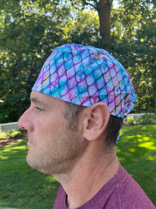 Mermaid sparkle glitter skull scrub cap mens