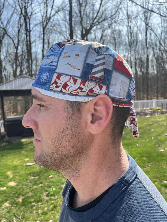 Nautical lighthouse seaside skull scrub cap mens