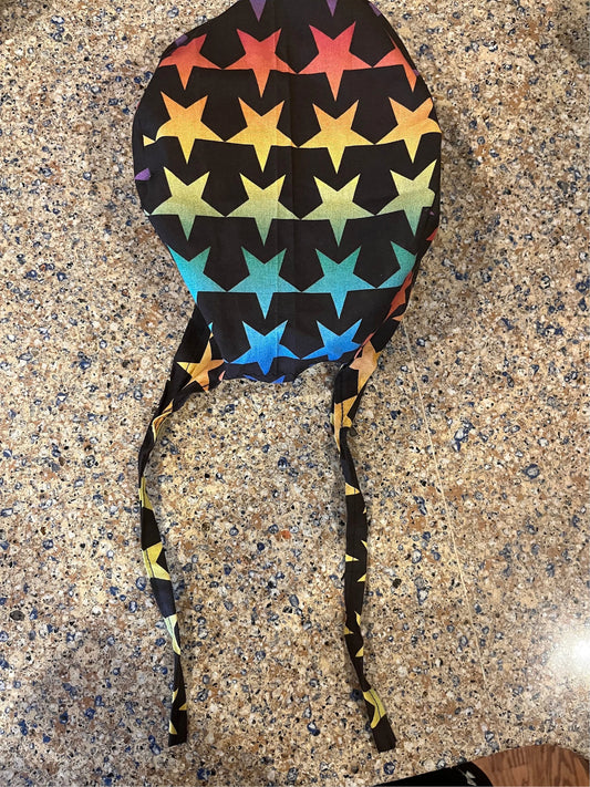 Pride rainbow stars skull scrub cap mens