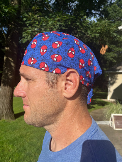 Spiderman spider man blue red skull scrub cap mens