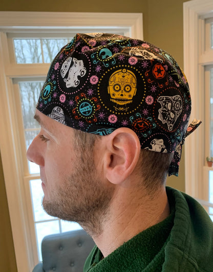 Star Wars sugar skulls droids skull scrub cap mens